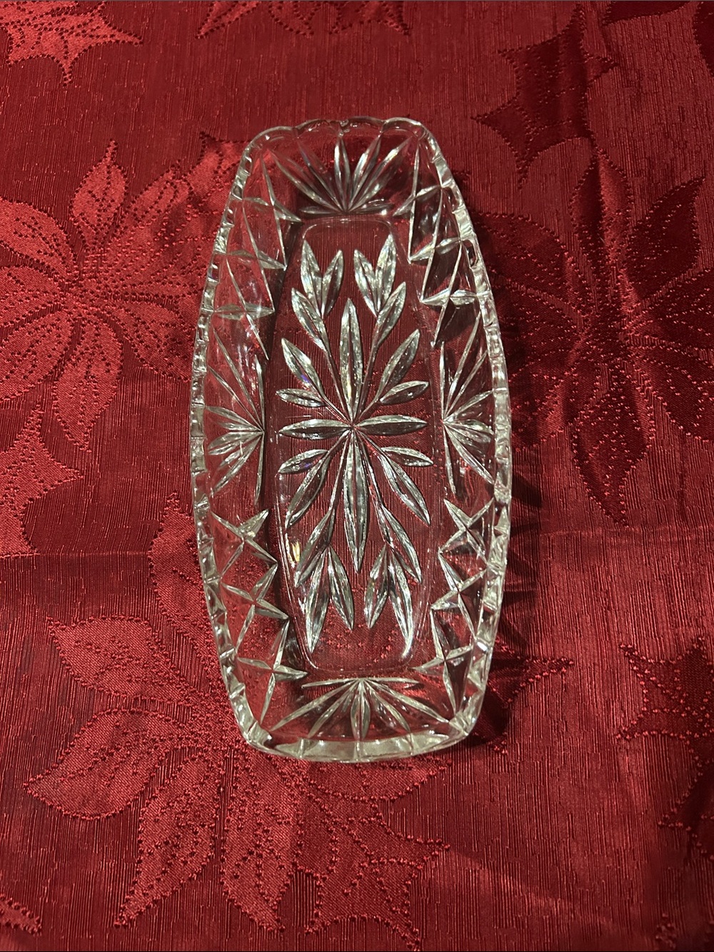 Cut-Glass Decorative Trinket Tray - Clear Glass